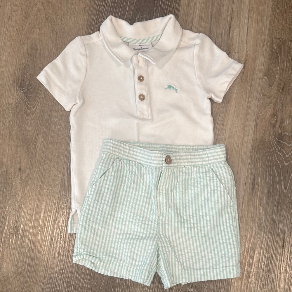Tommy Bahama Polo and Striped Shorts Set- 3T